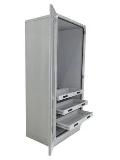 Museum Referencing Cabinet - Glazed Double Door -tools shop Cabinet showing drawers 750x1000
