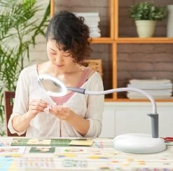 Desk/Floor Combi-Magnifying Lamp - 6000K LED -tools shop Lamp in use for close work 1000x989